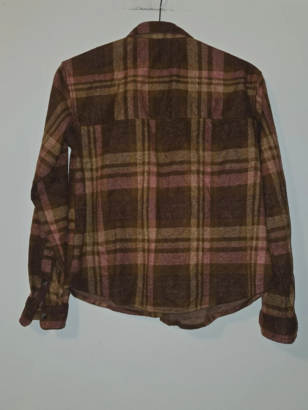 🎀Pink & Brown Plaid Button-Up Shacket - Picture 3 of 4